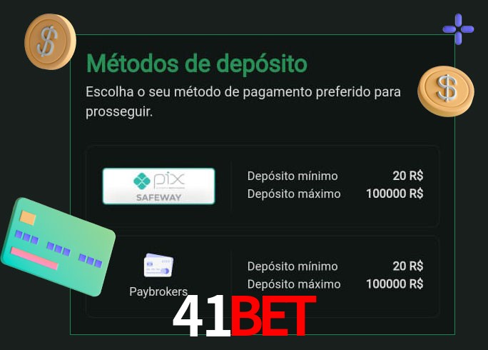 O cassino 41bet oferece uma grande variedade de métodos de pagamento